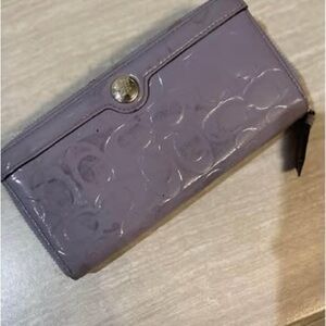 Coach Purple Embossed Leather Wallet